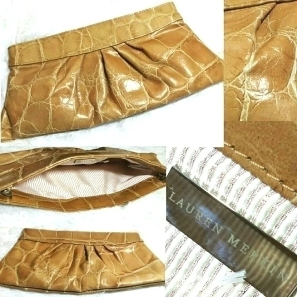 Lauren Merkin Croc Leather Clutch Bag